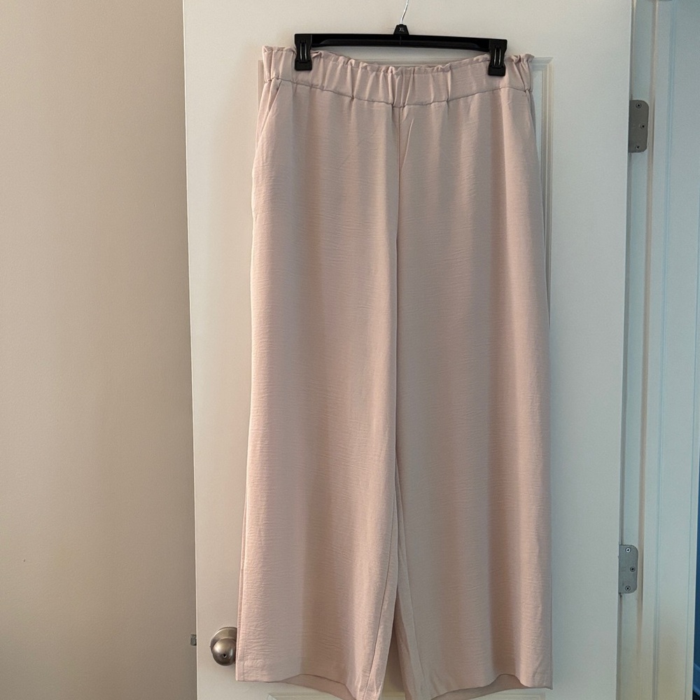 Cream Wide-Leg Pants